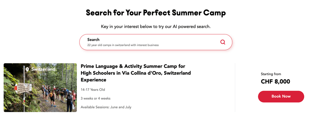 search for your perfect summer camp