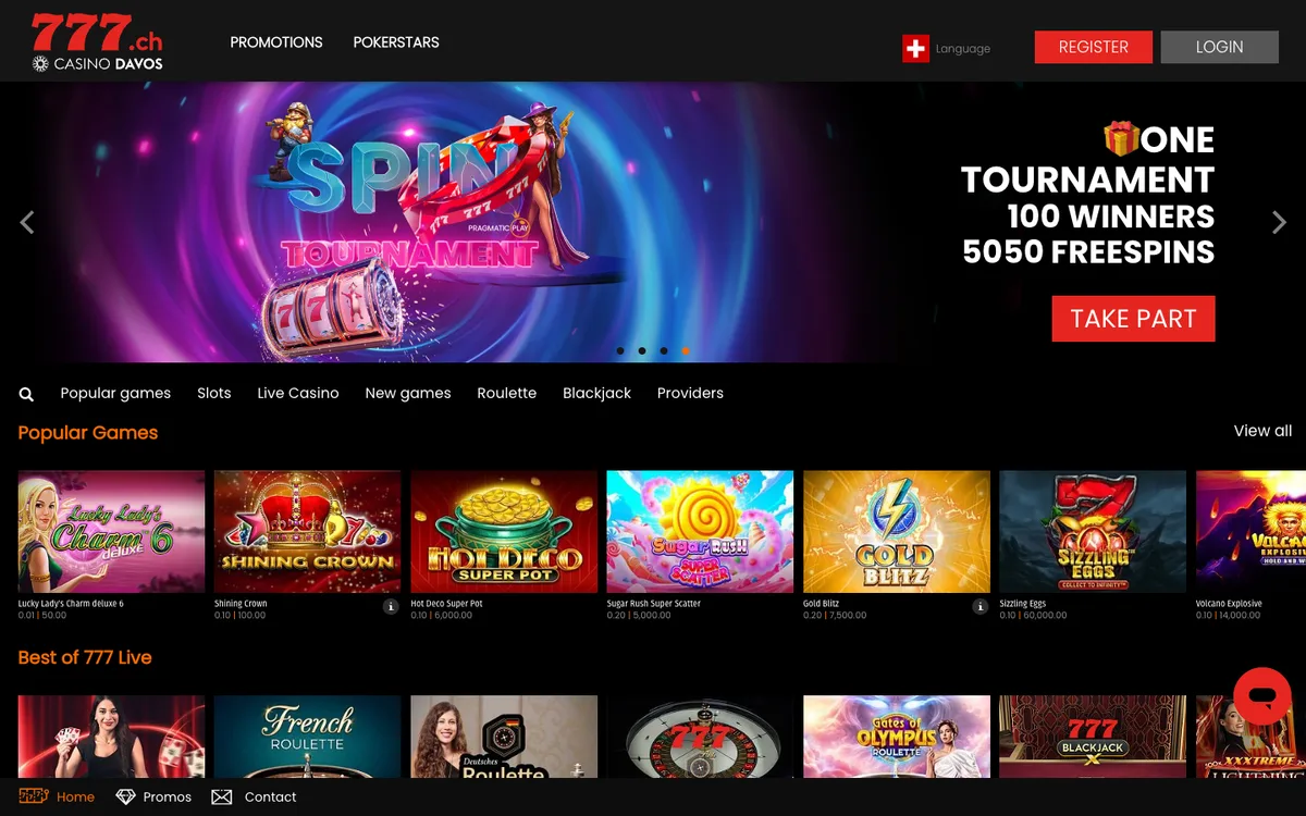 Homepage di Casino777.ch, catturata il 6 ottobre 2026