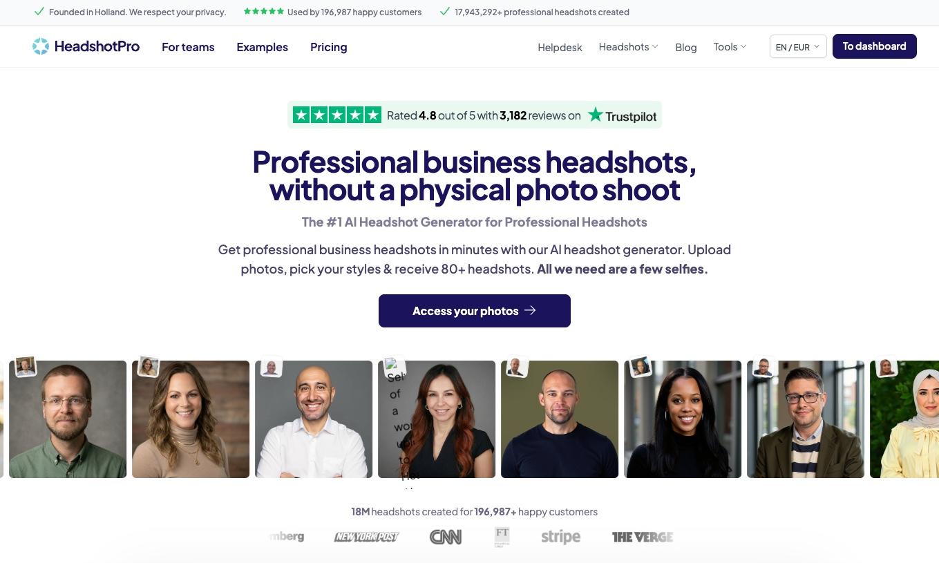 HeadshotPro interface