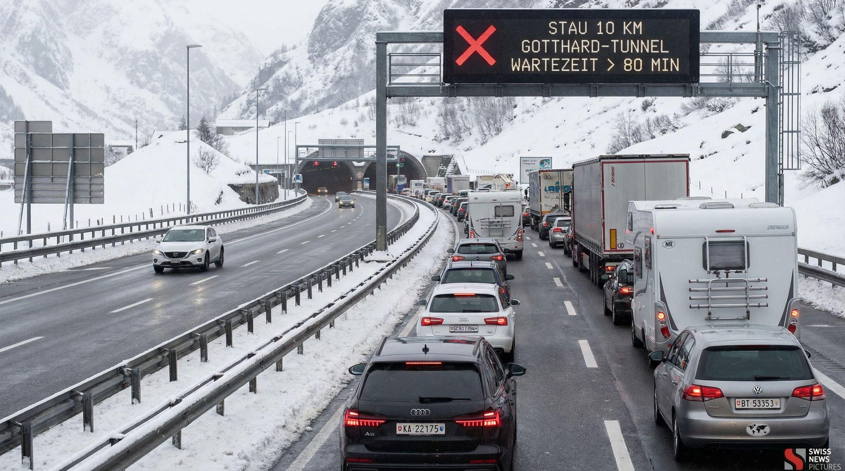 10km Holiday Traffic Jam at Gotthard Tunnel