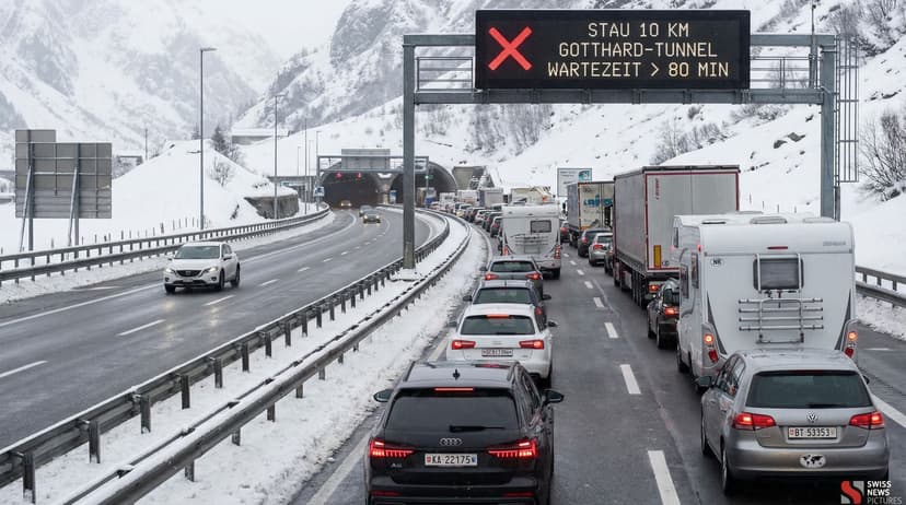 10km Holiday Traffic Jam at Gotthard Tunnel