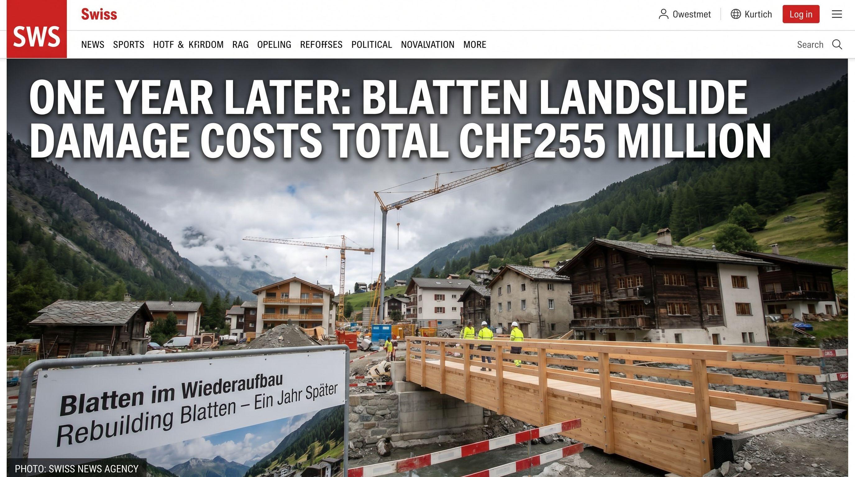 One Year Later: Blatten Landslide Damage Costs Total CHF255 Million