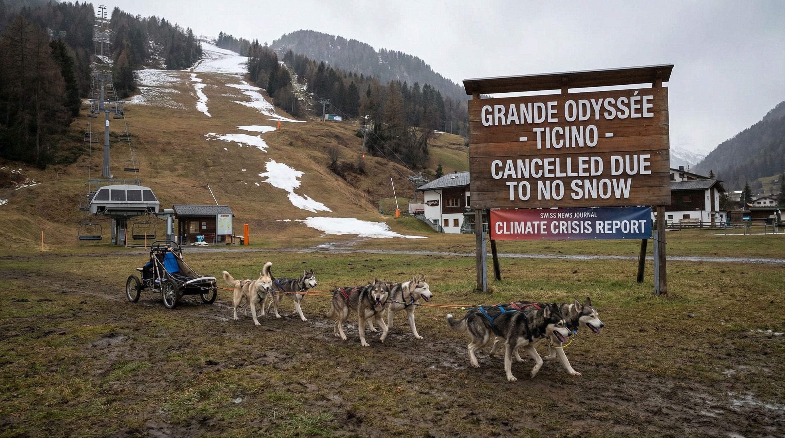 Lack of Snow Disrupts Swiss Winter Sports, from Ticino Ski Resorts to Sled Dog Races