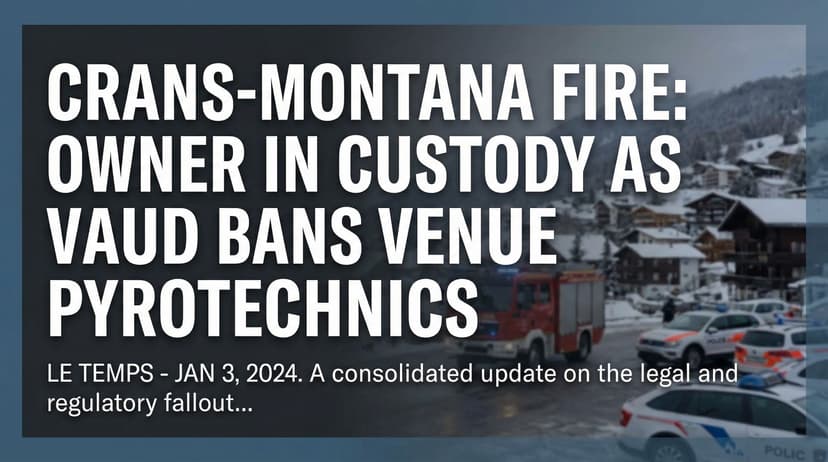 Crans-Montana Fire: Owner in Custody as Vaud Bans Venue Pyrotechnics