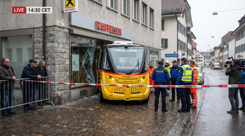 Driverless PostBus Crashes into Bank in Northern Switzerland