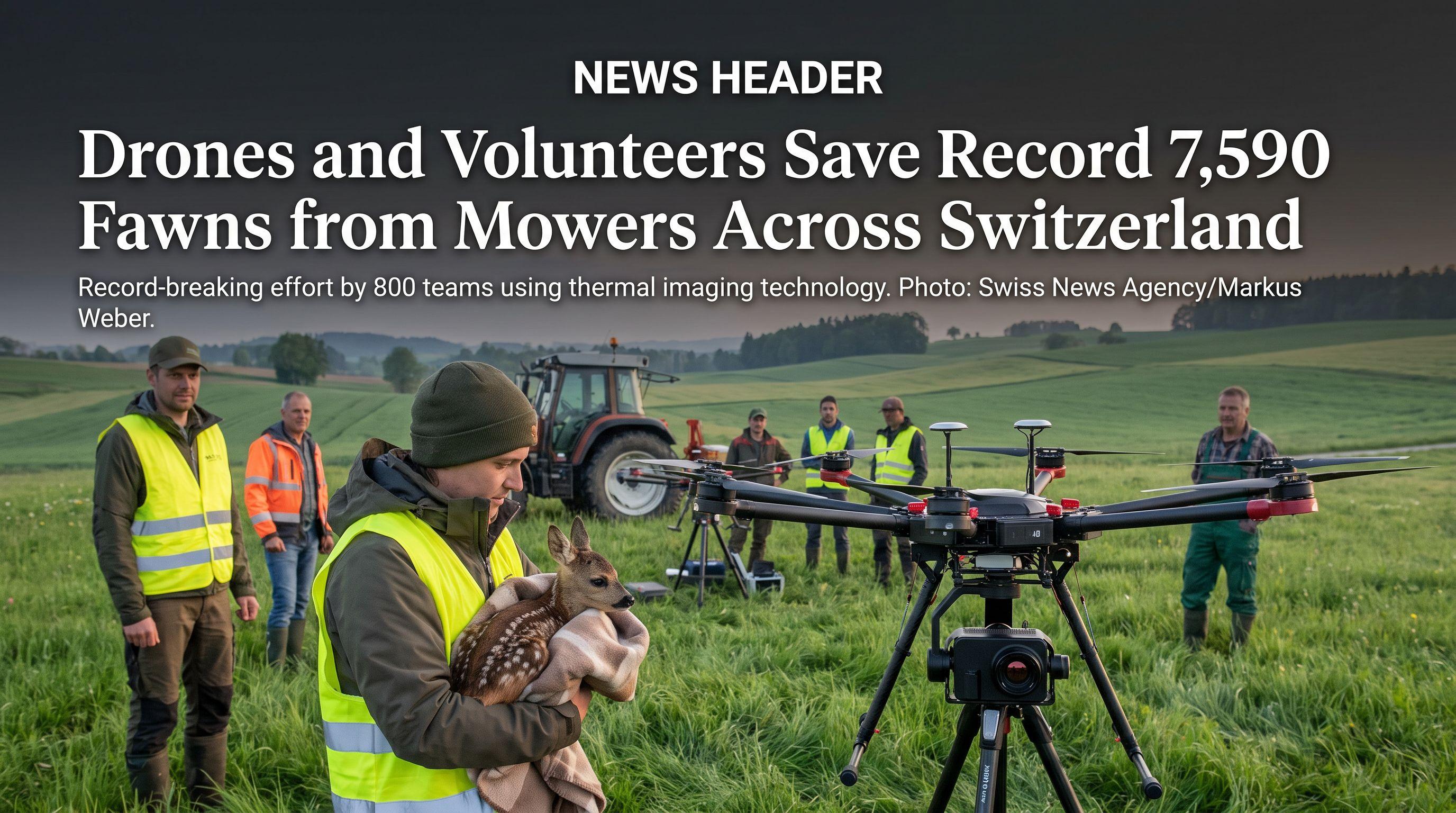 Drones and Volunteers Save Record 7,590 Fawns from Mowers Across Switzerland