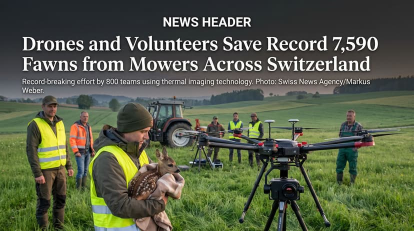 Drones and Volunteers Save Record 7,590 Fawns from Mowers Across Switzerland