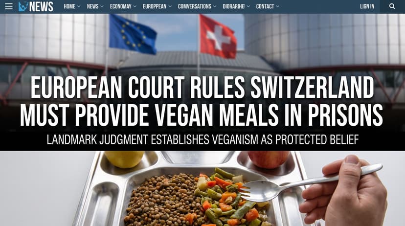 European Court Rules Switzerland Must Provide Vegan Meals in Prisons