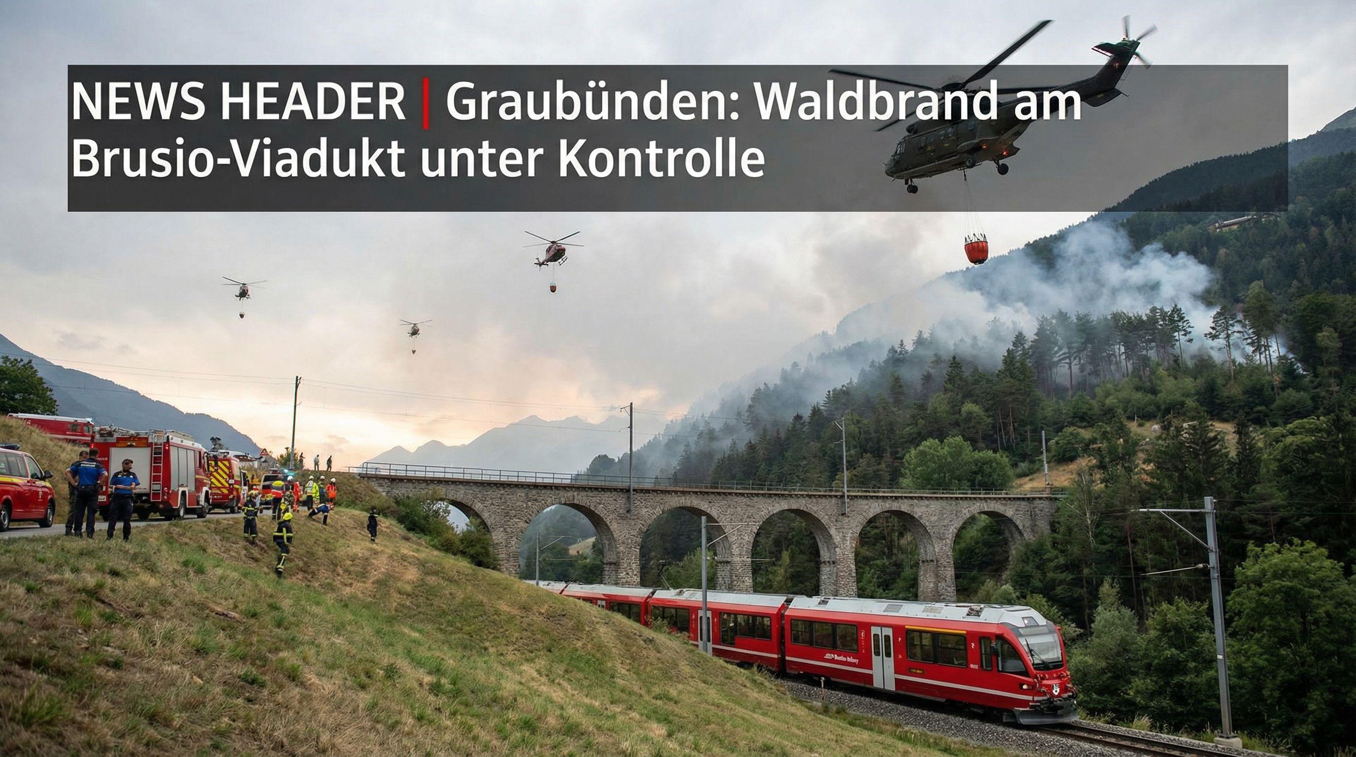 Forest Fire Near Famous Brusio Viaduct Contained in Graubünden