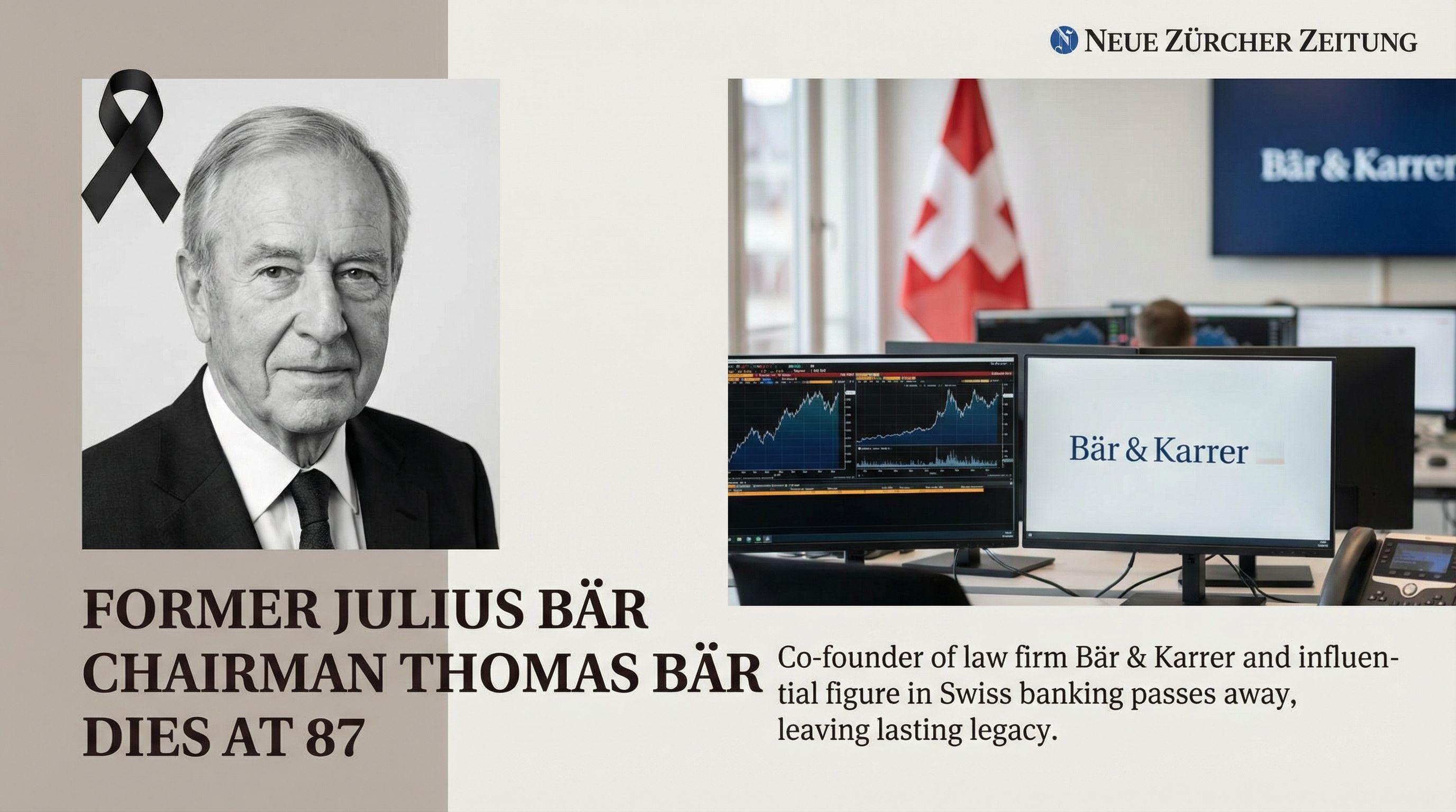 Former Julius Bär Chairman Thomas Bär Dies at 87