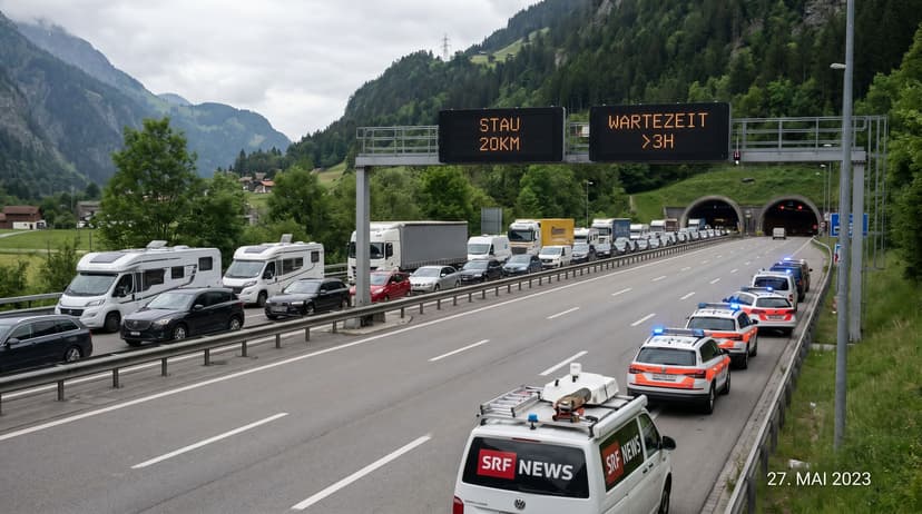 Record Traffic Jams Plague Gotthard Tunnel as Holiday Travel Peaks