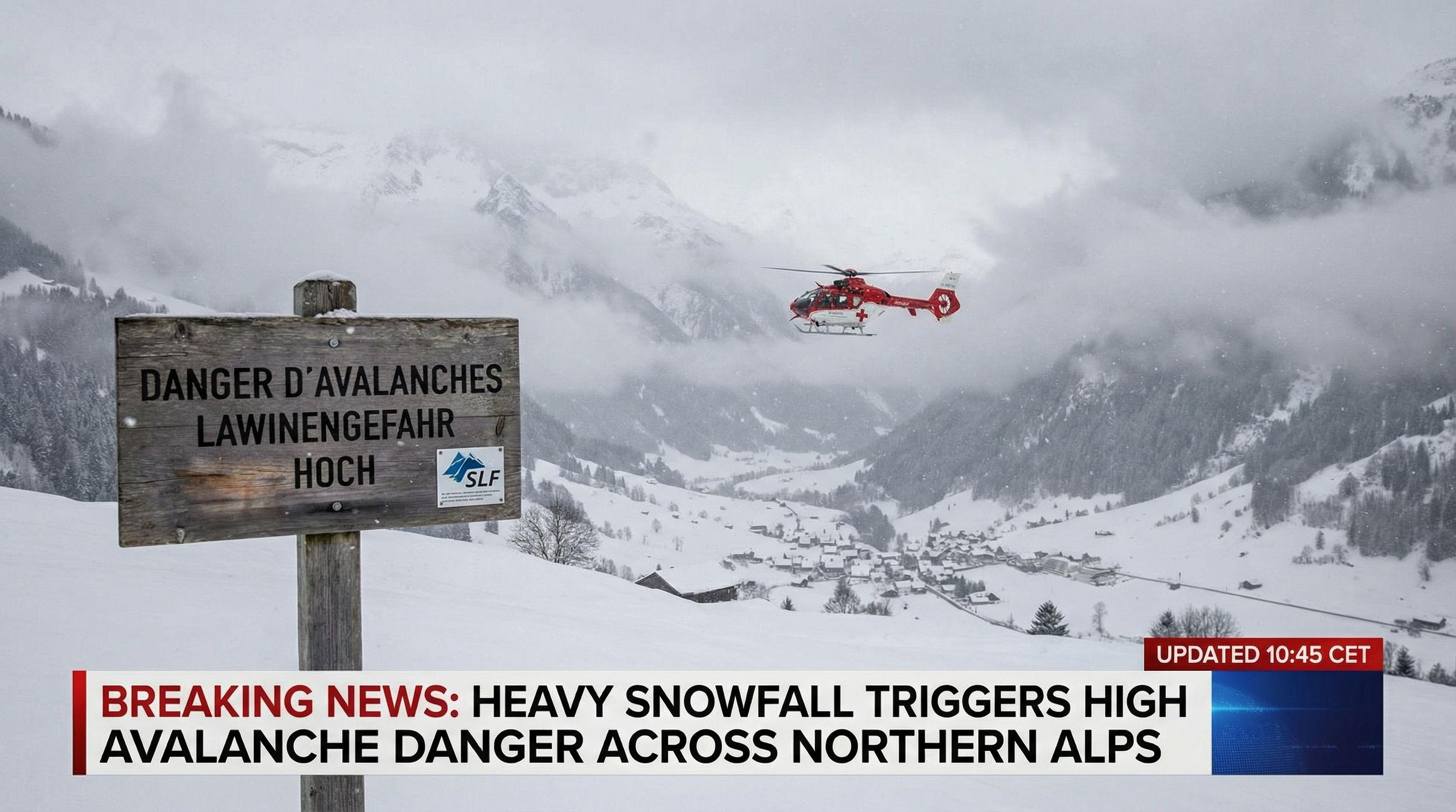 Heavy Snowfall Triggers High Avalanche Danger Across Northern Alps