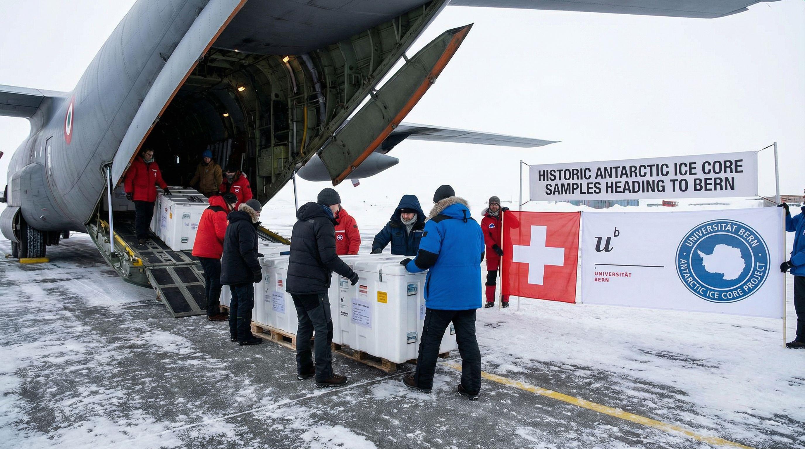 Historic Antarctic Ice Core Samples Heading to Bern