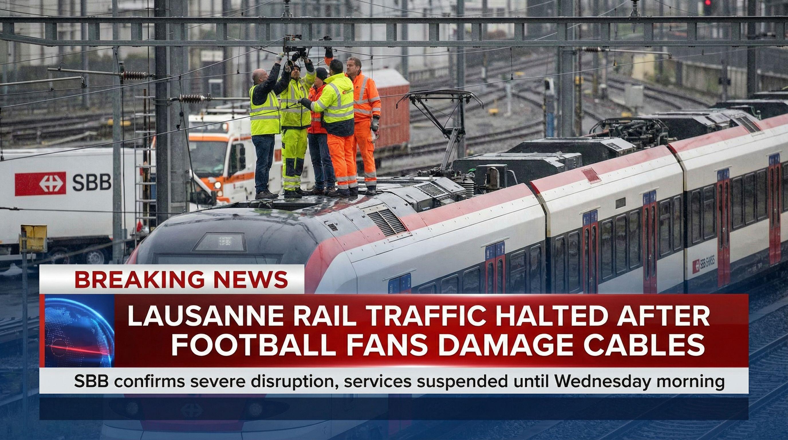 Lausanne Rail Traffic Halted After Football Fans Damage Cables