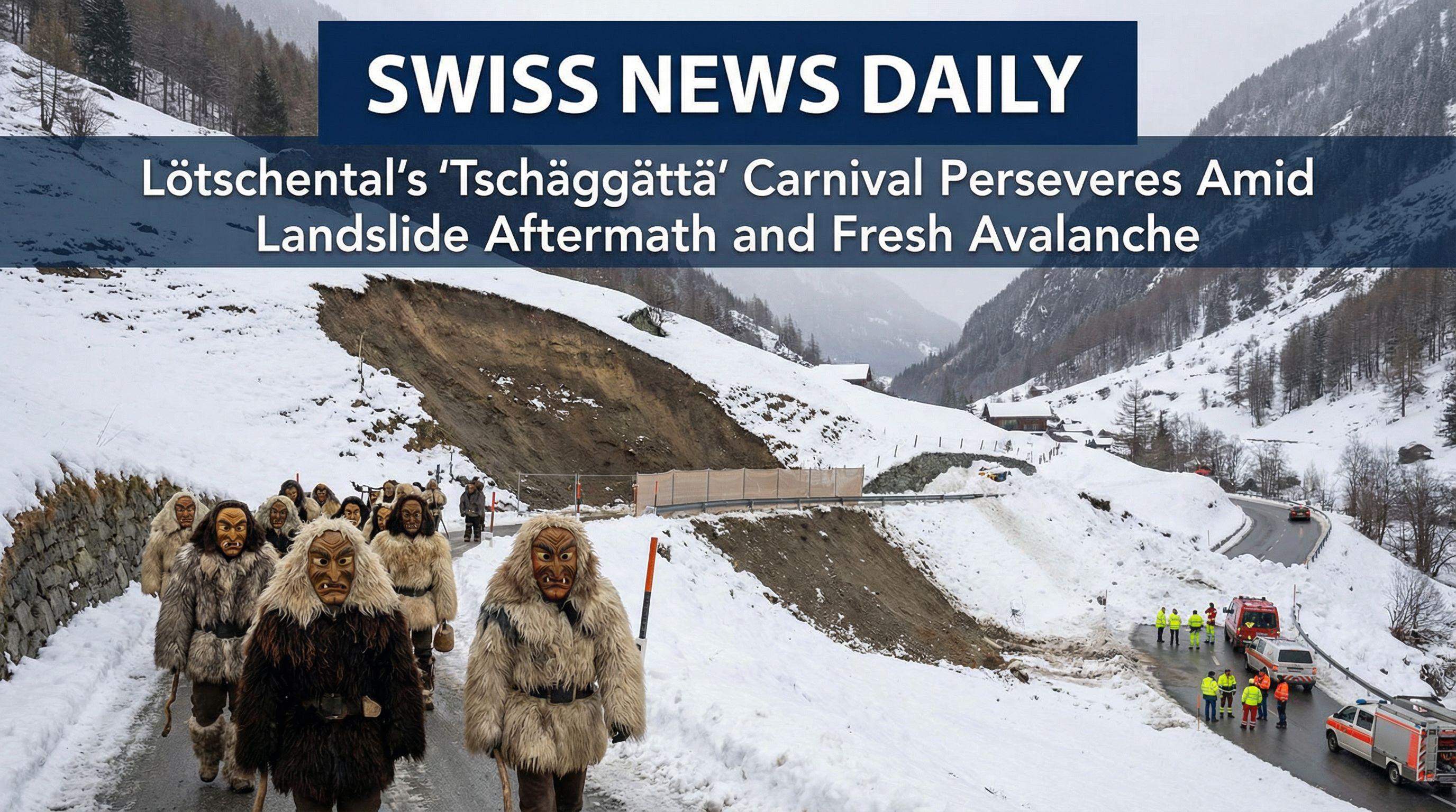Lötschental's 'TschÀggÀttÀ' Carnival Perseveres Amid Landslide Aftermath and Fresh Avalanche