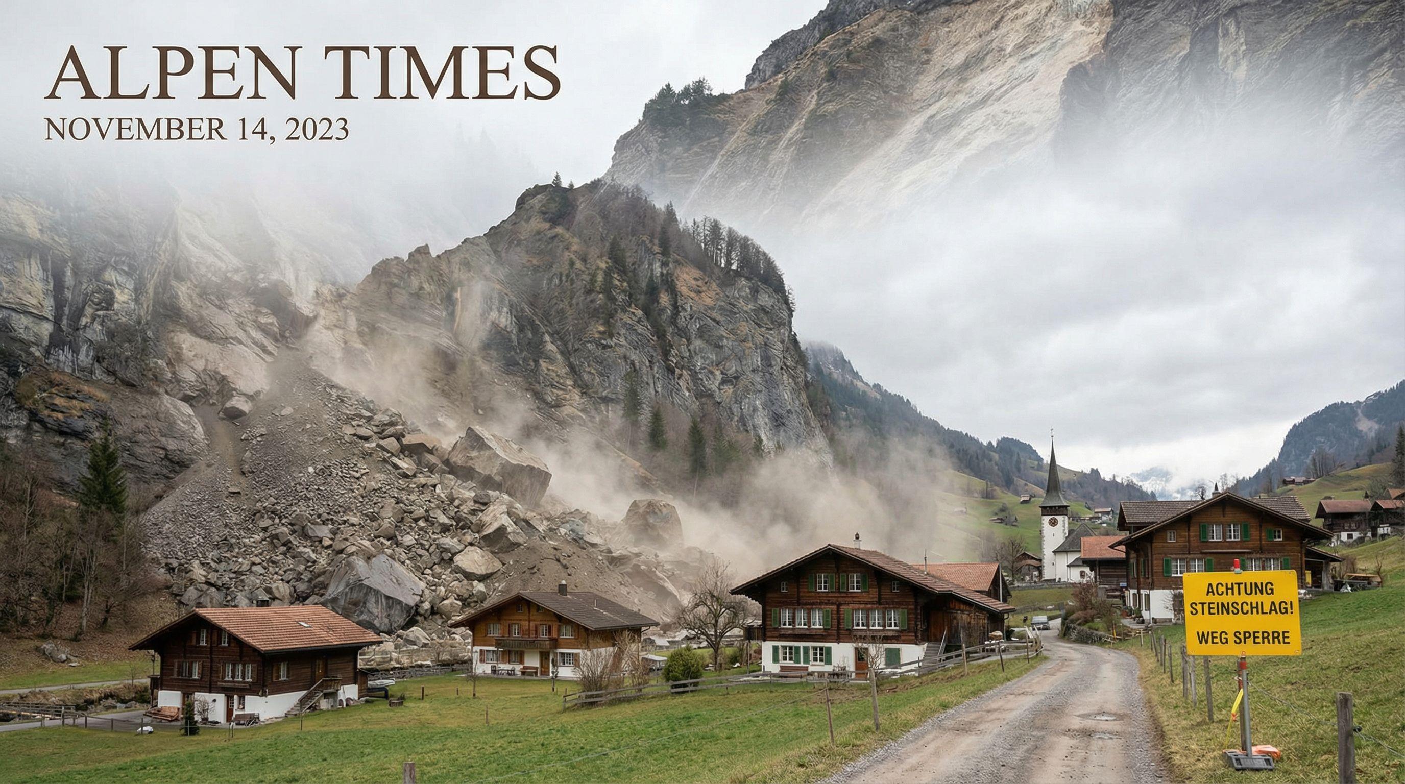 Massive rockfall threatens Swiss village of Brienz