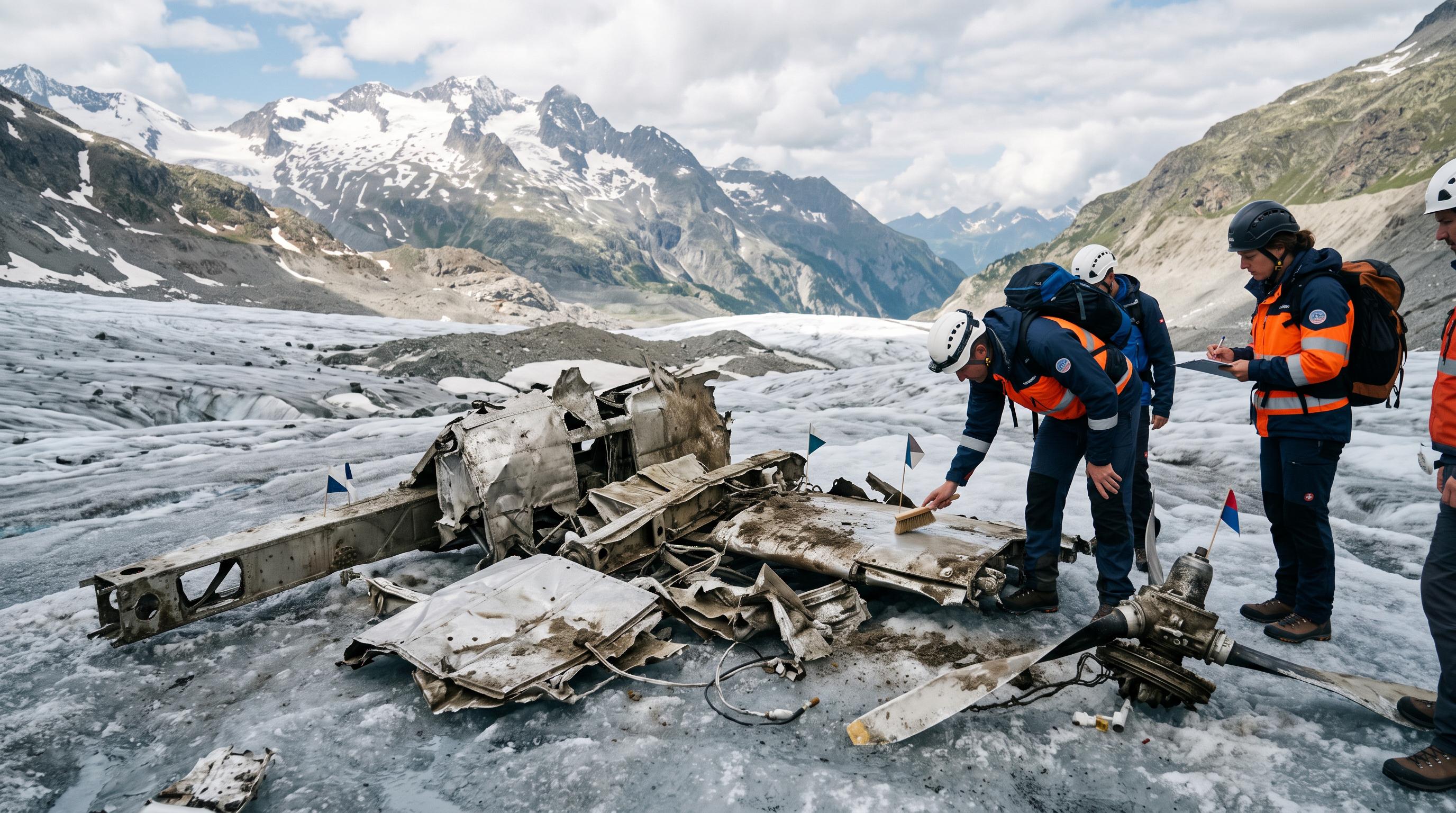 Melting Swiss glacier reveals wreckage from 1963 crash