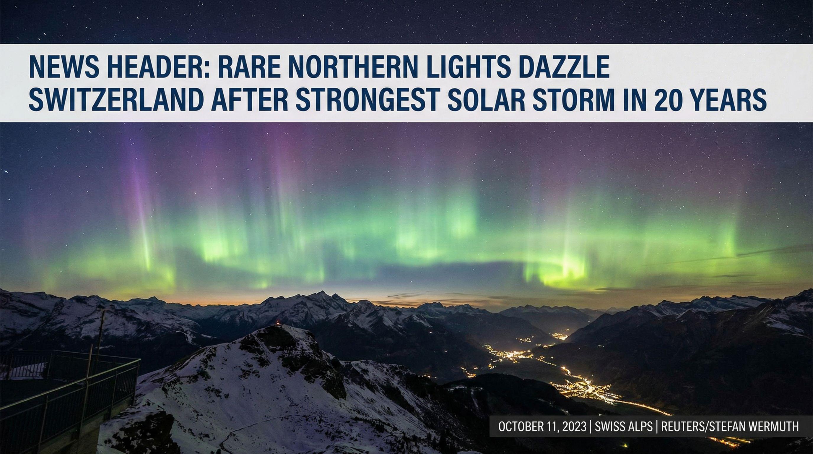 Rare Northern Lights Dazzle Switzerland After Strongest Solar Storm in 20 Years