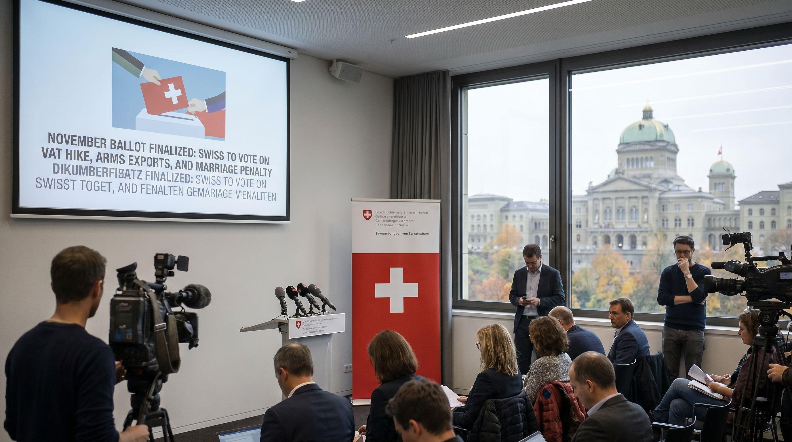 November Ballot Finalized: Swiss to Vote on VAT Hike, Arms Exports, and Marriage Penalty