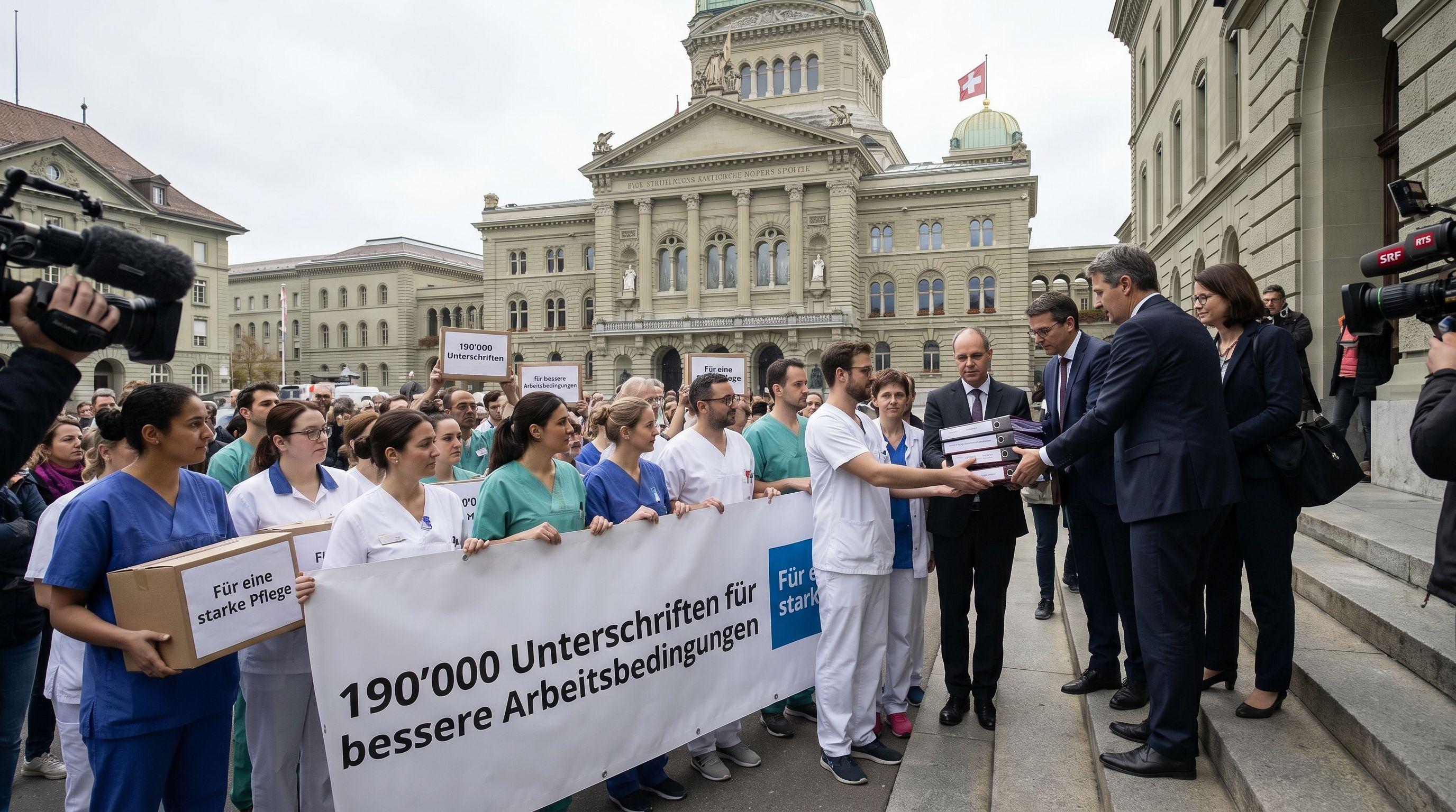 Nurses Deliver 190,000-Signature Petition to Bern Demanding Better Working Conditions