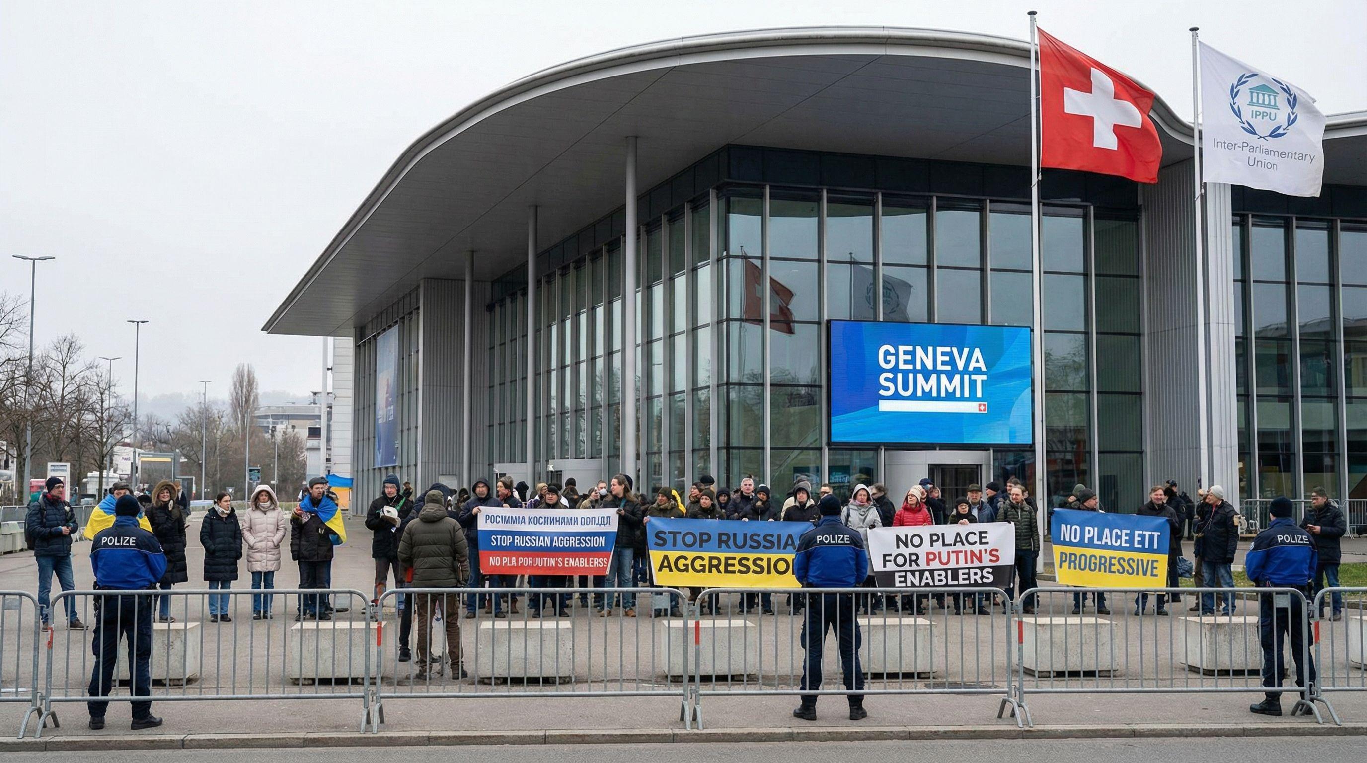 Protest Against Russian Politicians at Geneva Summit