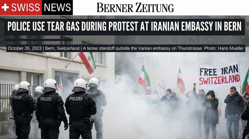Police Use Tear Gas During Protest at Iranian Embassy in Bern