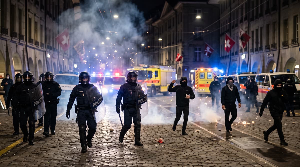 Riots break out after unauthorised demonstration in Bern