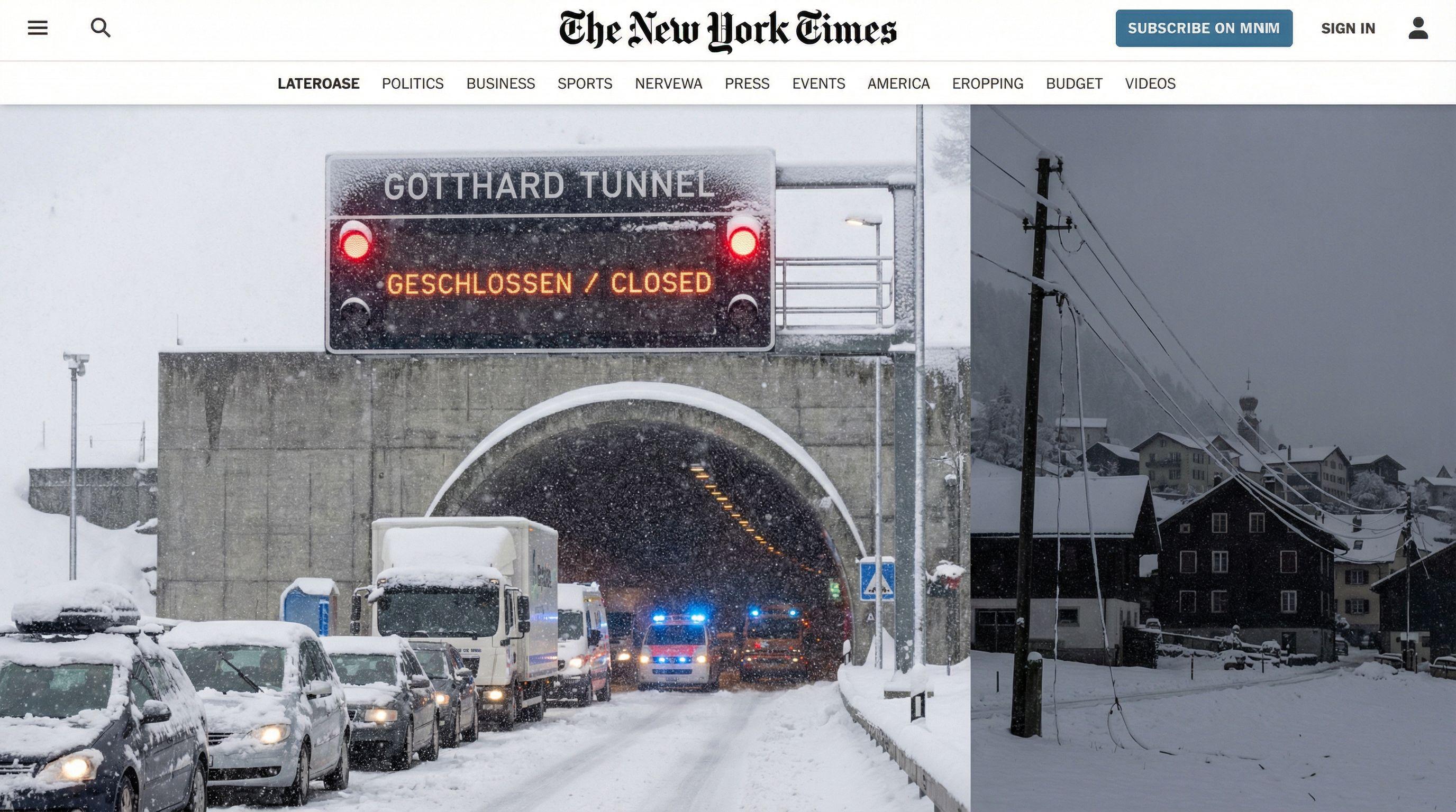 Heavy Snowfall Forces Gotthard Tunnel Closure and Causes Power Outages