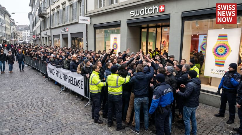 Hundreds Queue and Scuffles Break Out for New Swatch 'Royal Pop' Watch