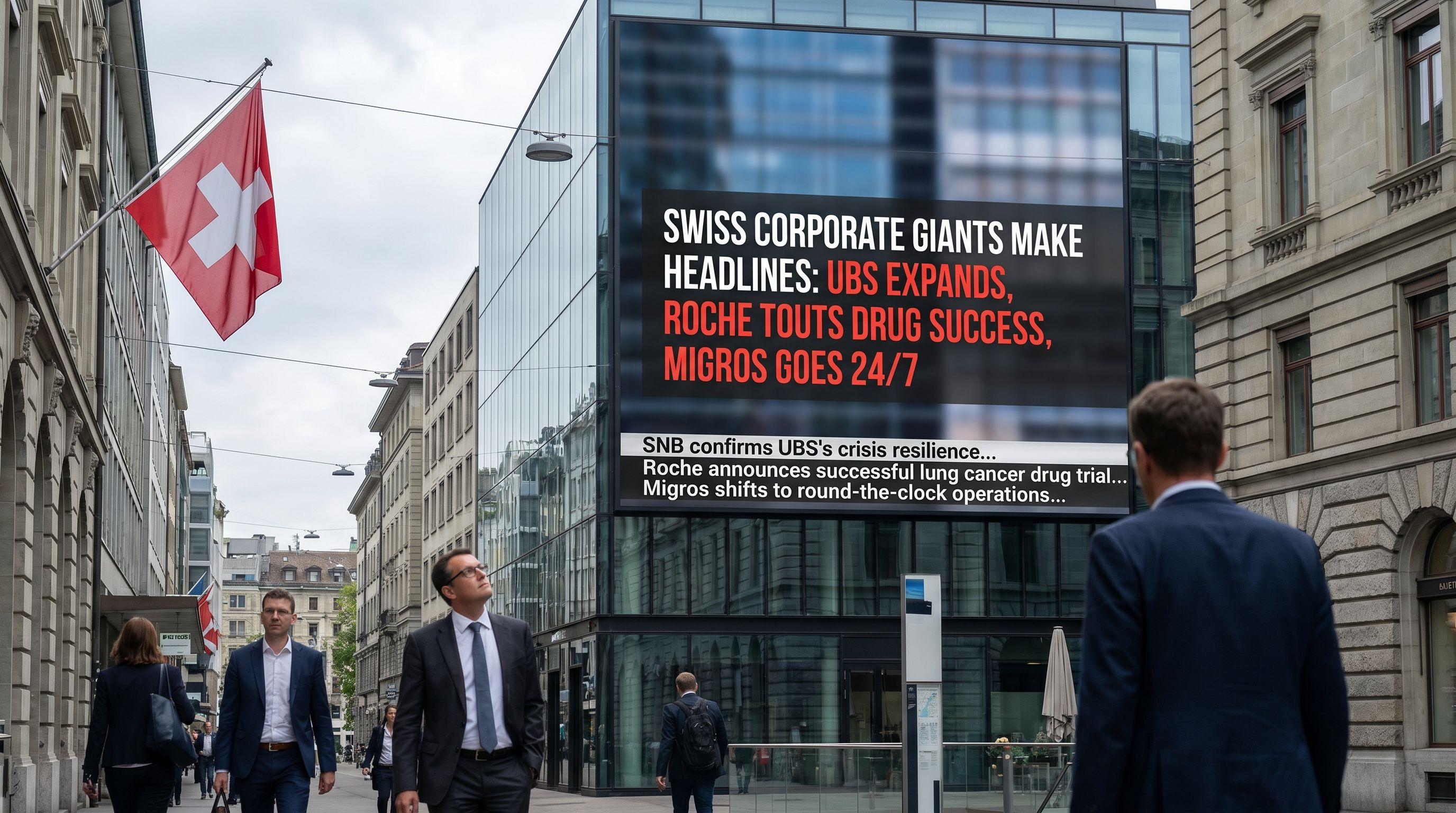 Swiss Corporate Giants Make Headlines: UBS Expands, Roche Touts Drug Success, Migros Goes 24/7