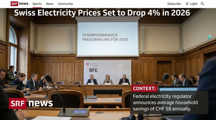 Swiss Electricity Prices Set to Drop 4% in 2026