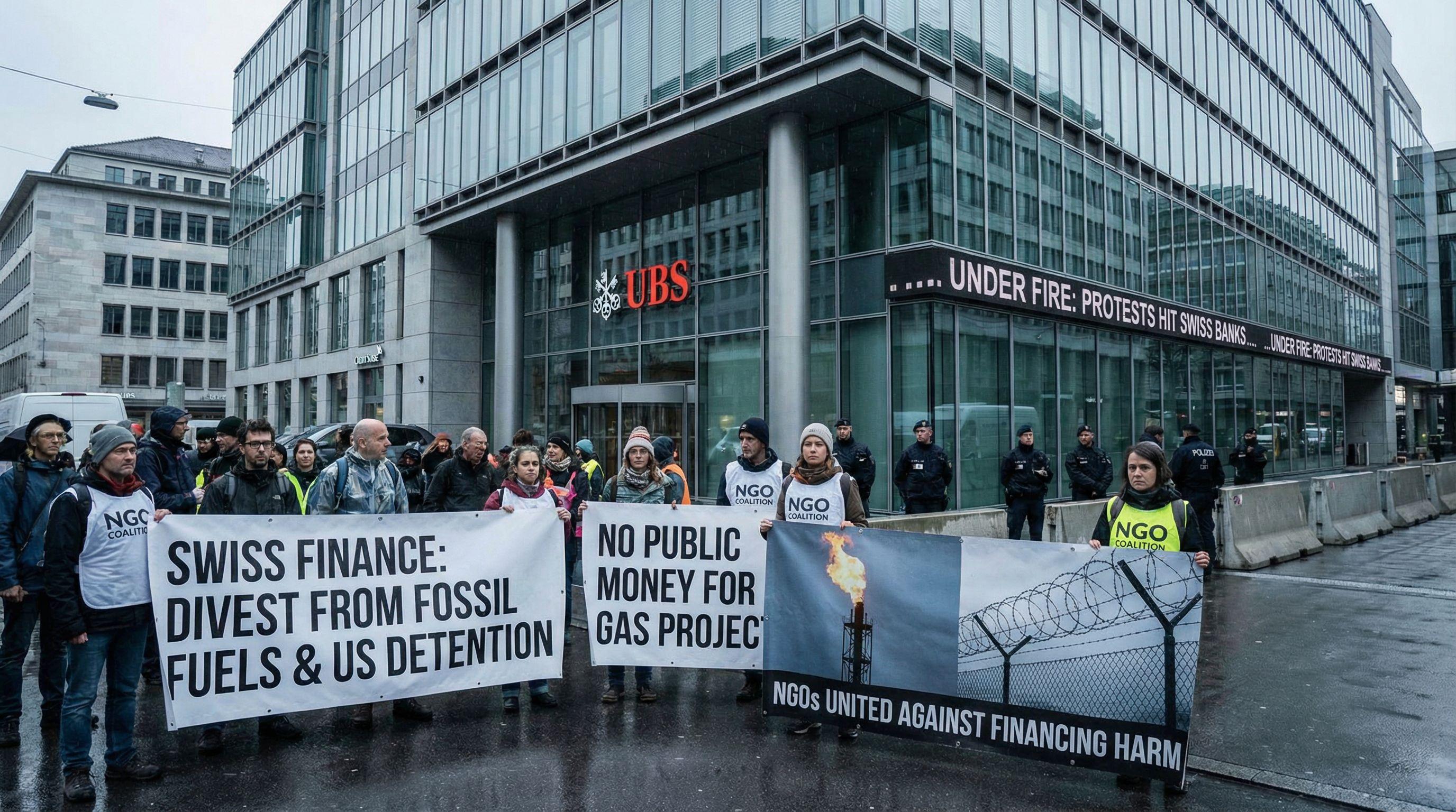 Swiss Finance Under Fire as NGOs Protest Gas Projects and Links to US Immigration Enforcement