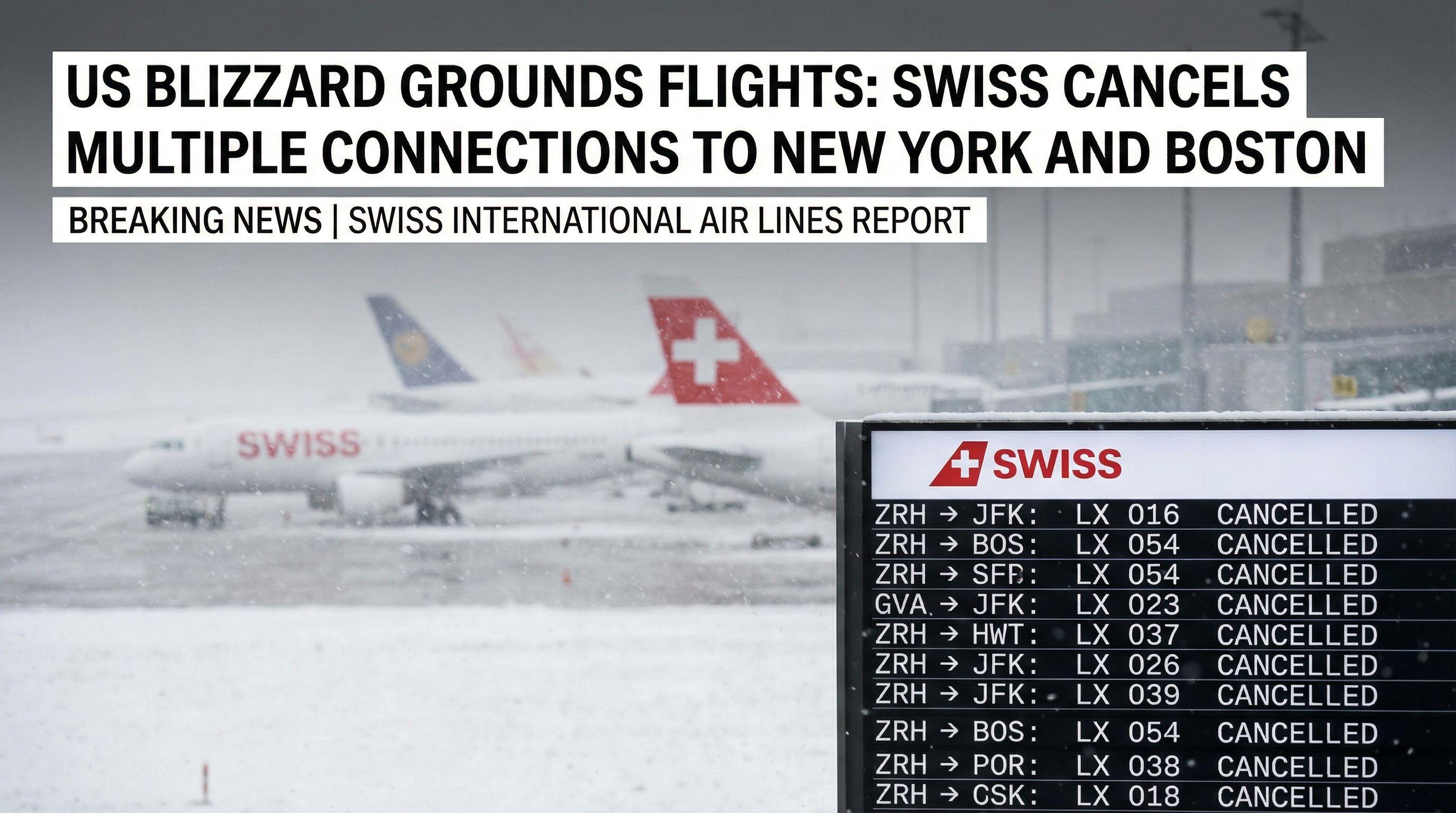US Blizzard Grounds Flights: SWISS Cancels Multiple Connections to New York and Boston
