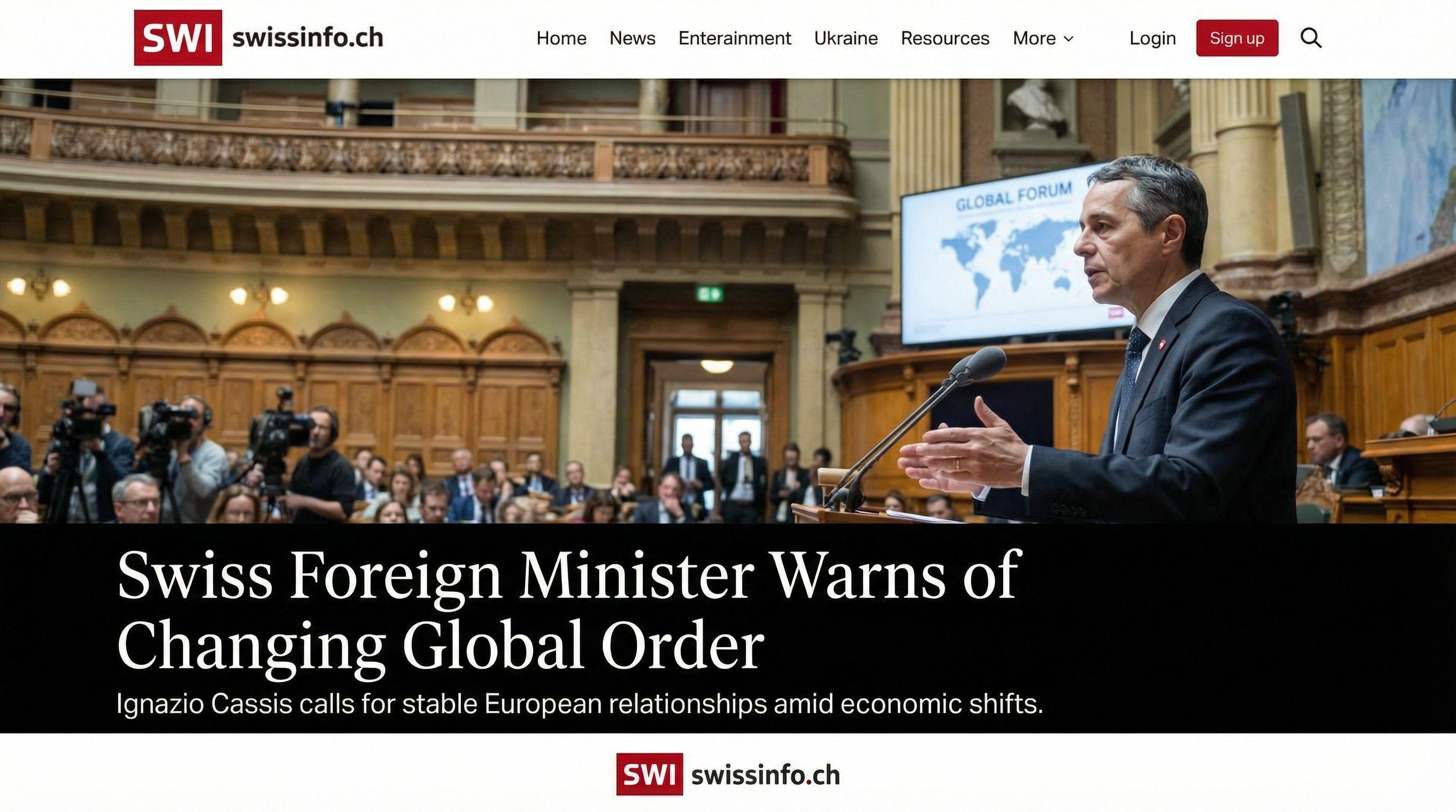Swiss Foreign Minister Warns of Changing Global Order