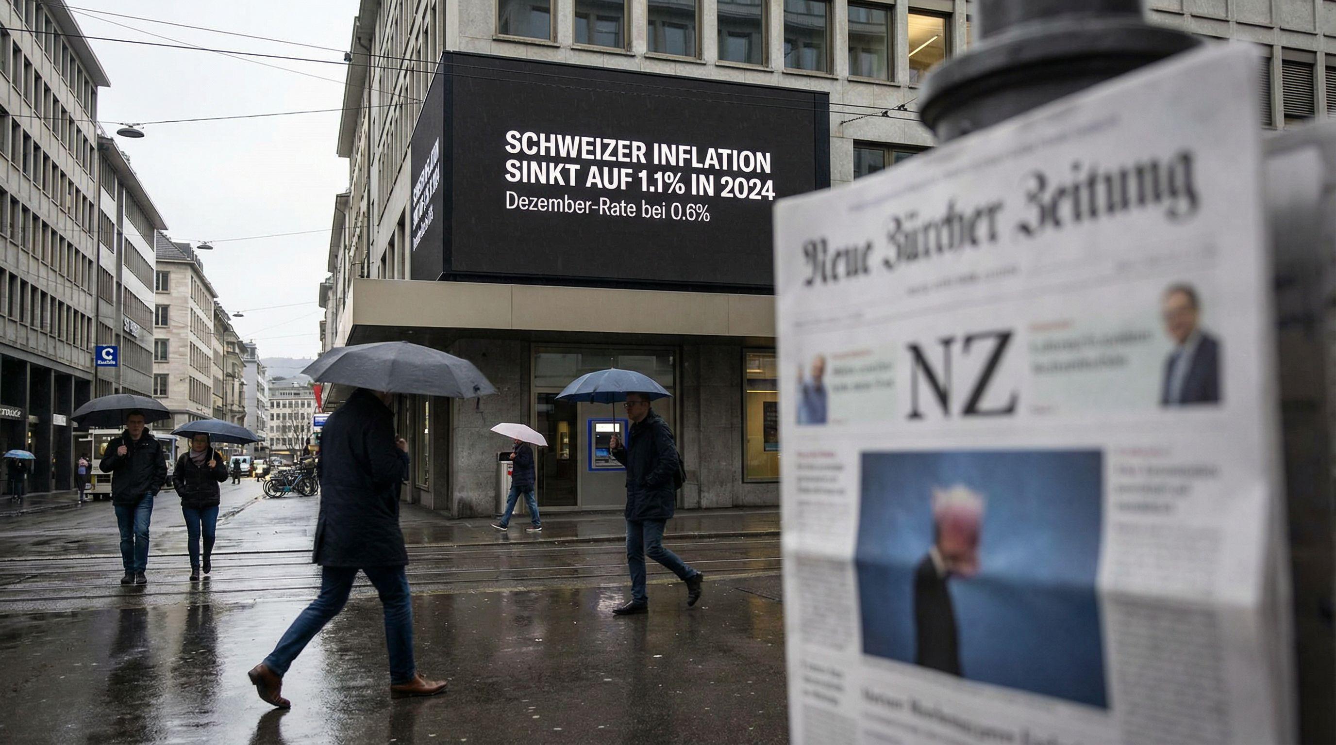 Swiss Inflation Drops to 1.1% in 2024