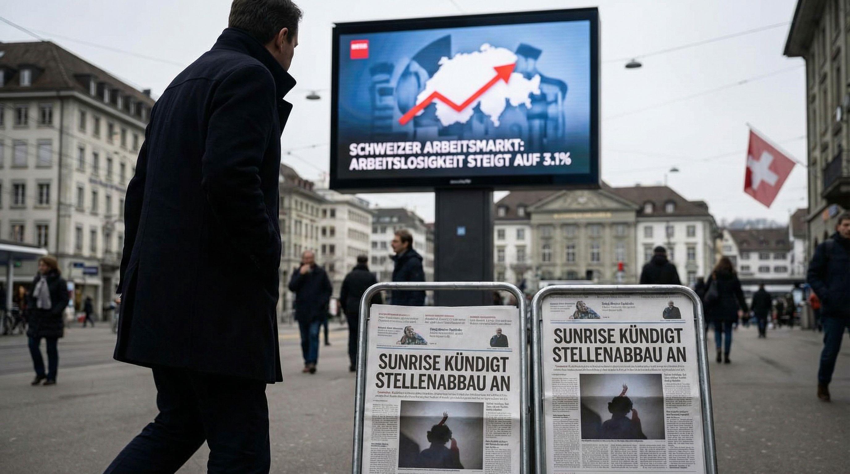 Swiss Job Market Worsens as Unemployment Rises and Sunrise Announces Layoffs