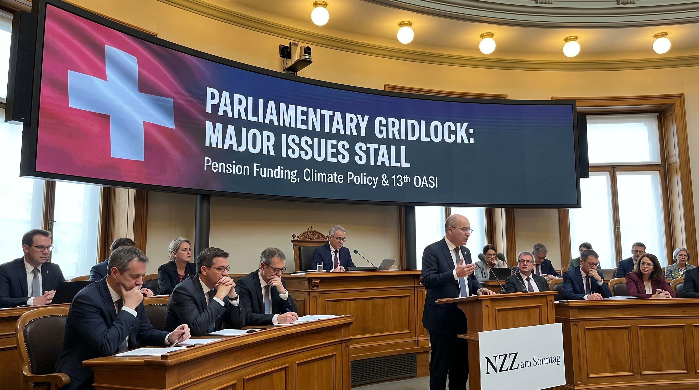 Parliamentary Gridlock: Major Swiss Issues from Pension Funding to Climate Policy Stall