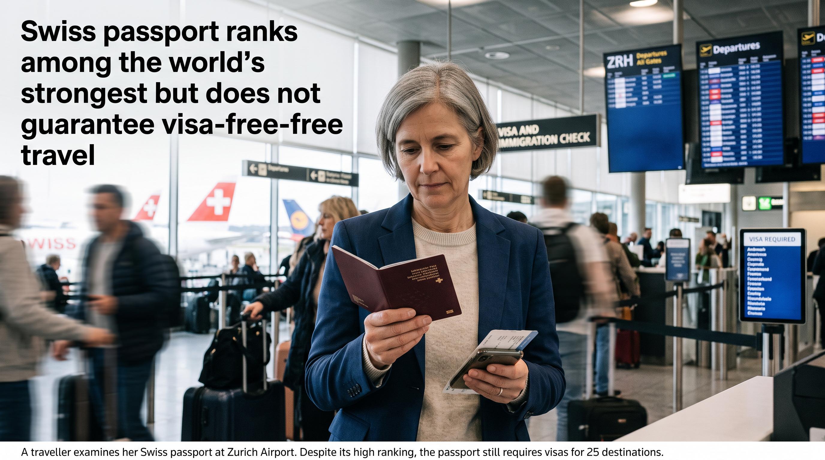 Swiss passport ranks among the world’s strongest but does not guarantee visa-free travel
