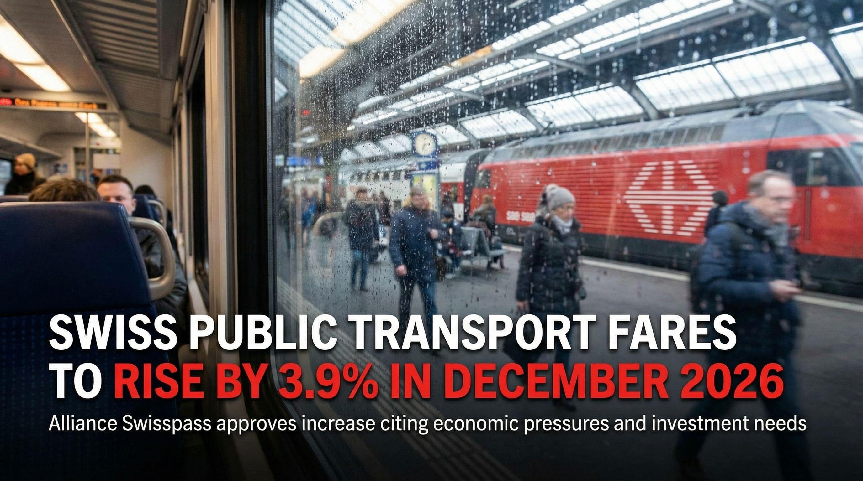 Swiss Public Transport Fares to Rise by 3.9% in December 2026