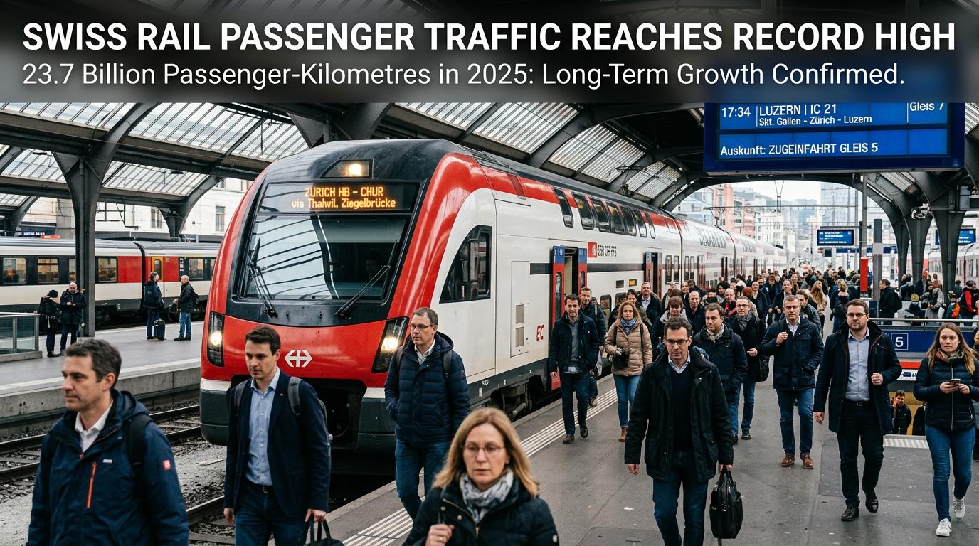 Swiss rail passenger traffic reaches a record high