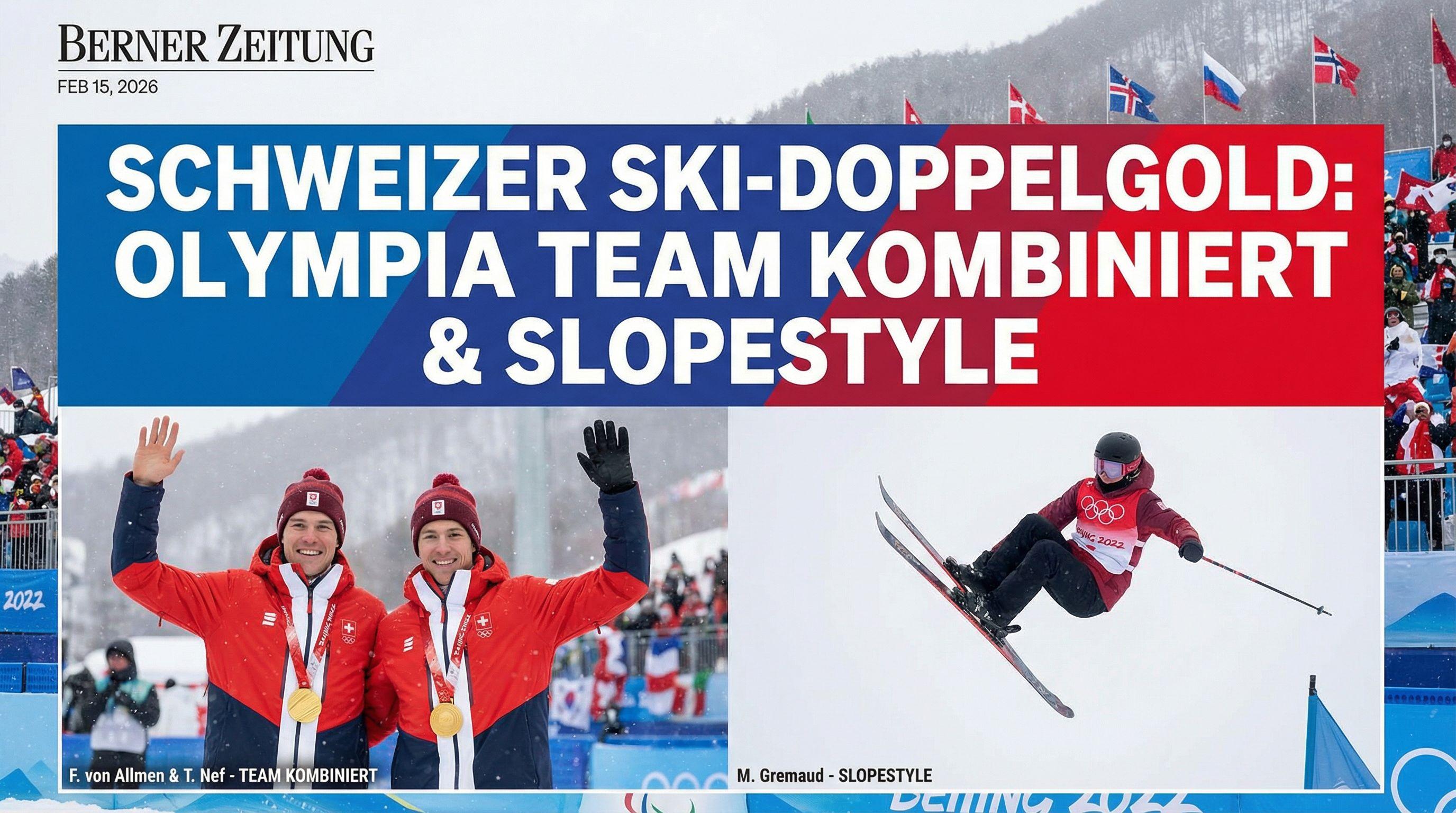 Swiss Skiers Claim Double Gold in Olympic Team Combined and Slopestyle