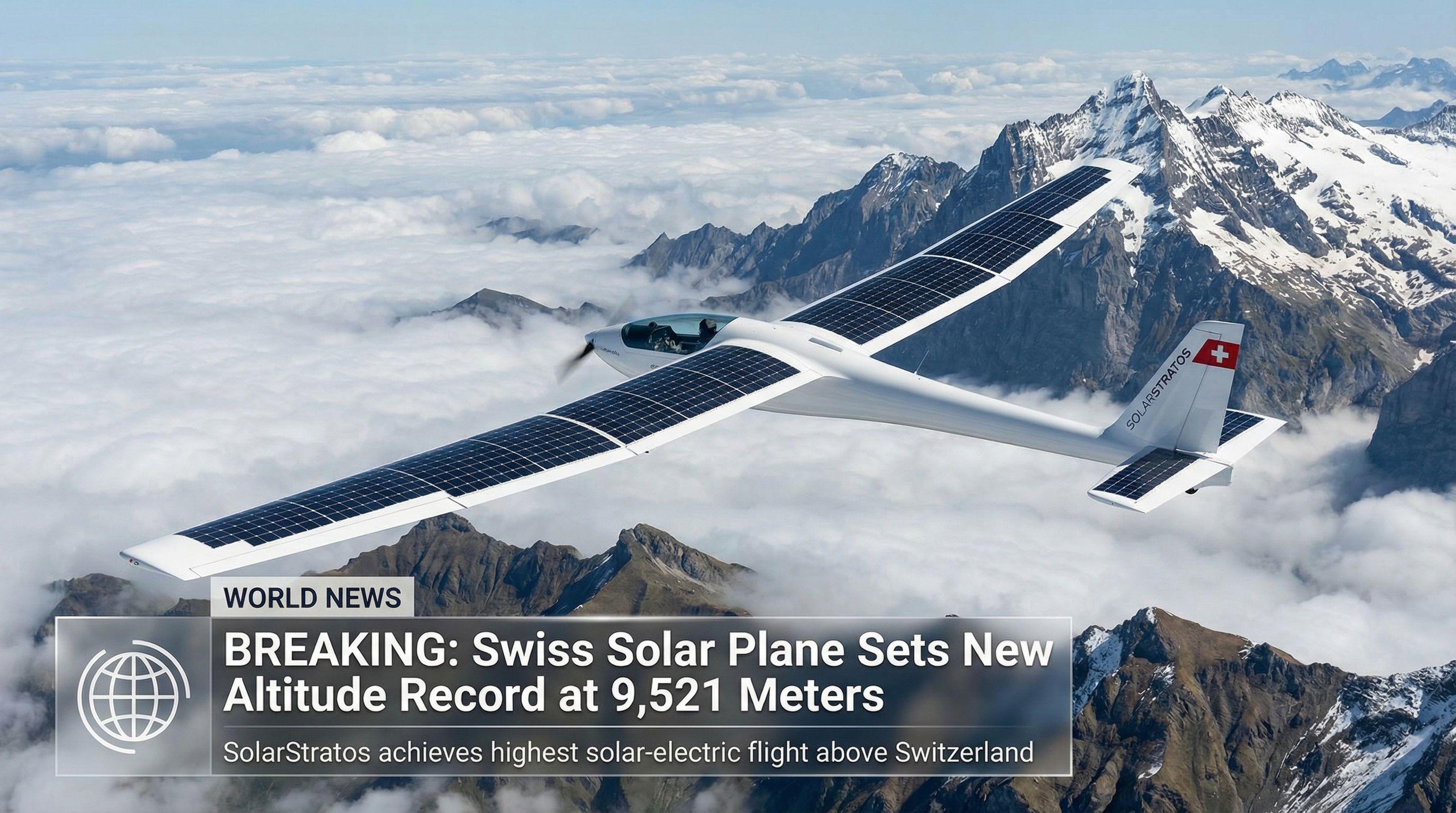 Swiss Solar Plane Sets New Altitude Record at 9,521 Meters