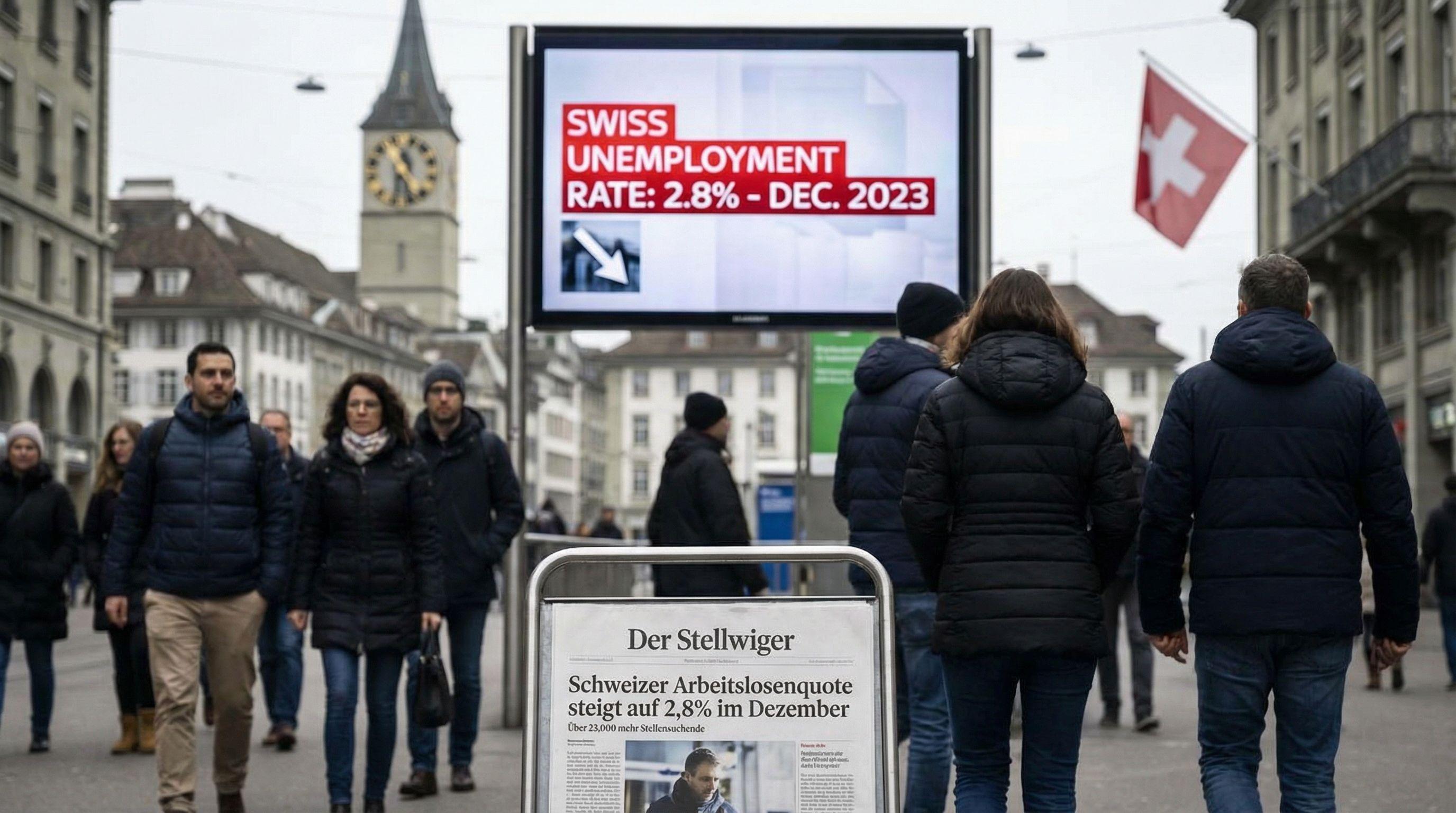 Swiss Unemployment Rate Climbs to 2.8% in December