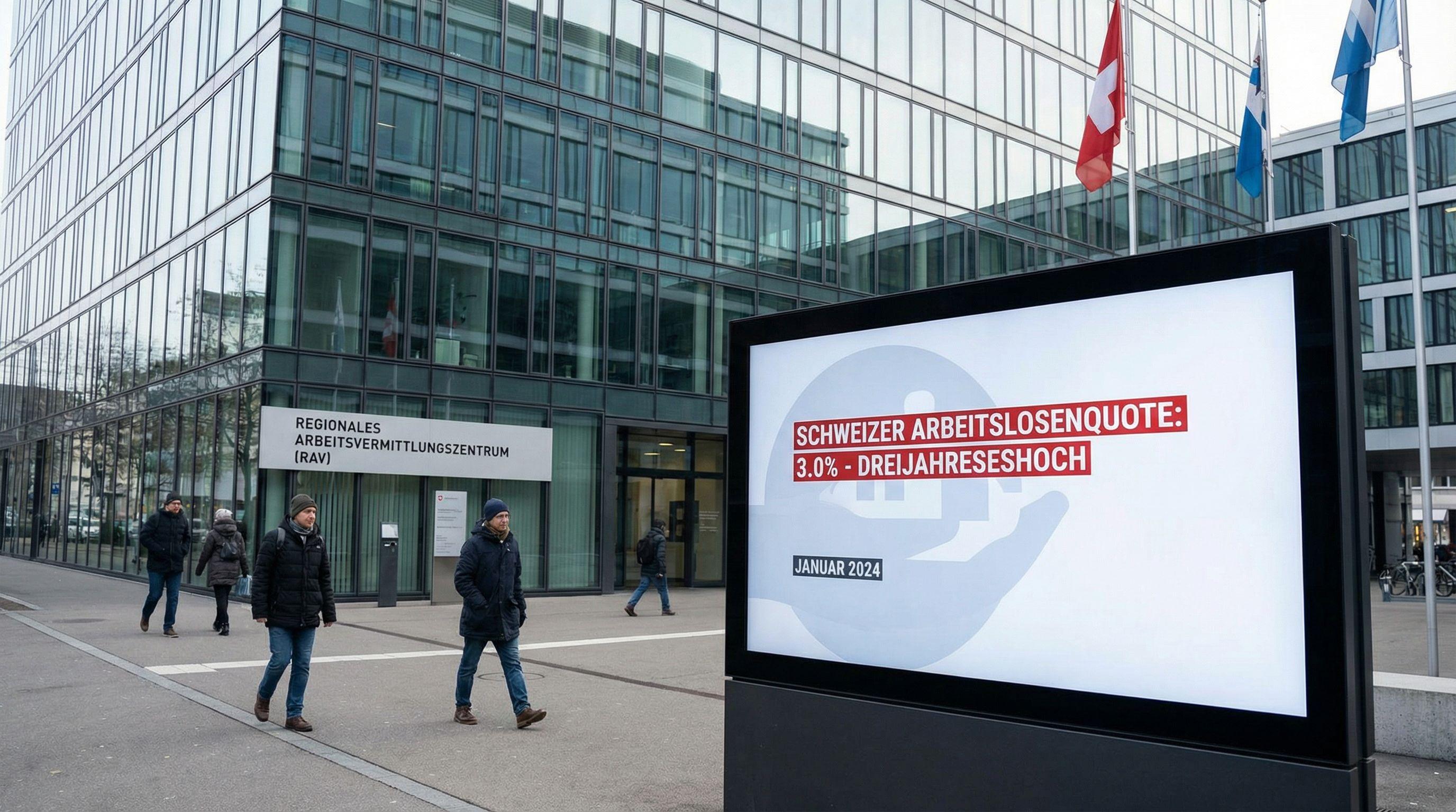 Swiss Unemployment Rate Hits Three-Year High at 3%
