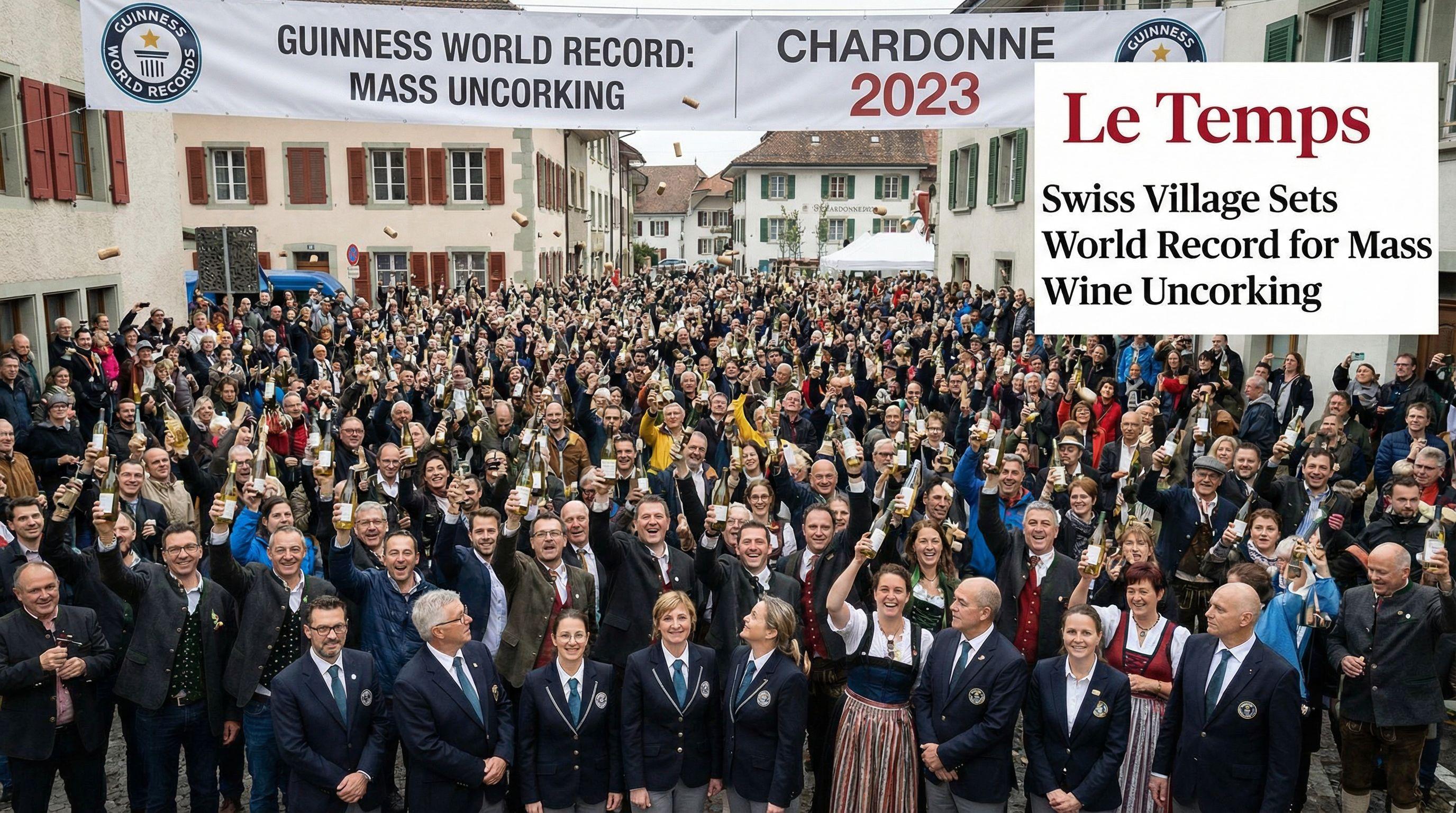 Swiss Village Sets World Record for Mass Wine Uncorking