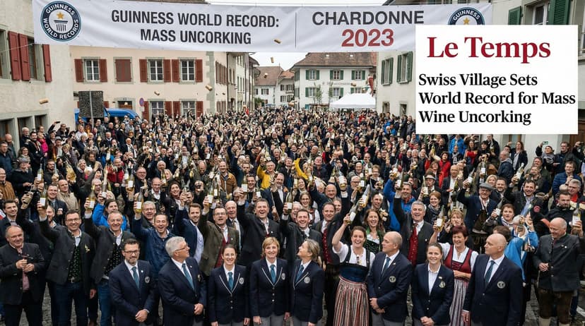 Swiss Village Sets World Record for Mass Wine Uncorking