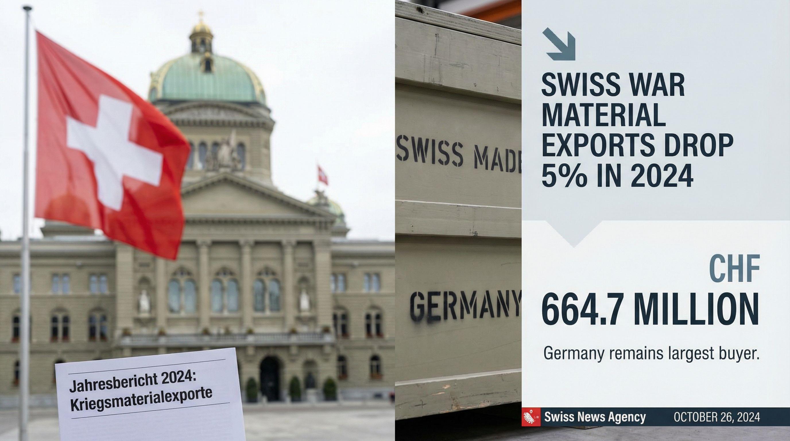 Swiss War Material Exports Drop 5% in 2024