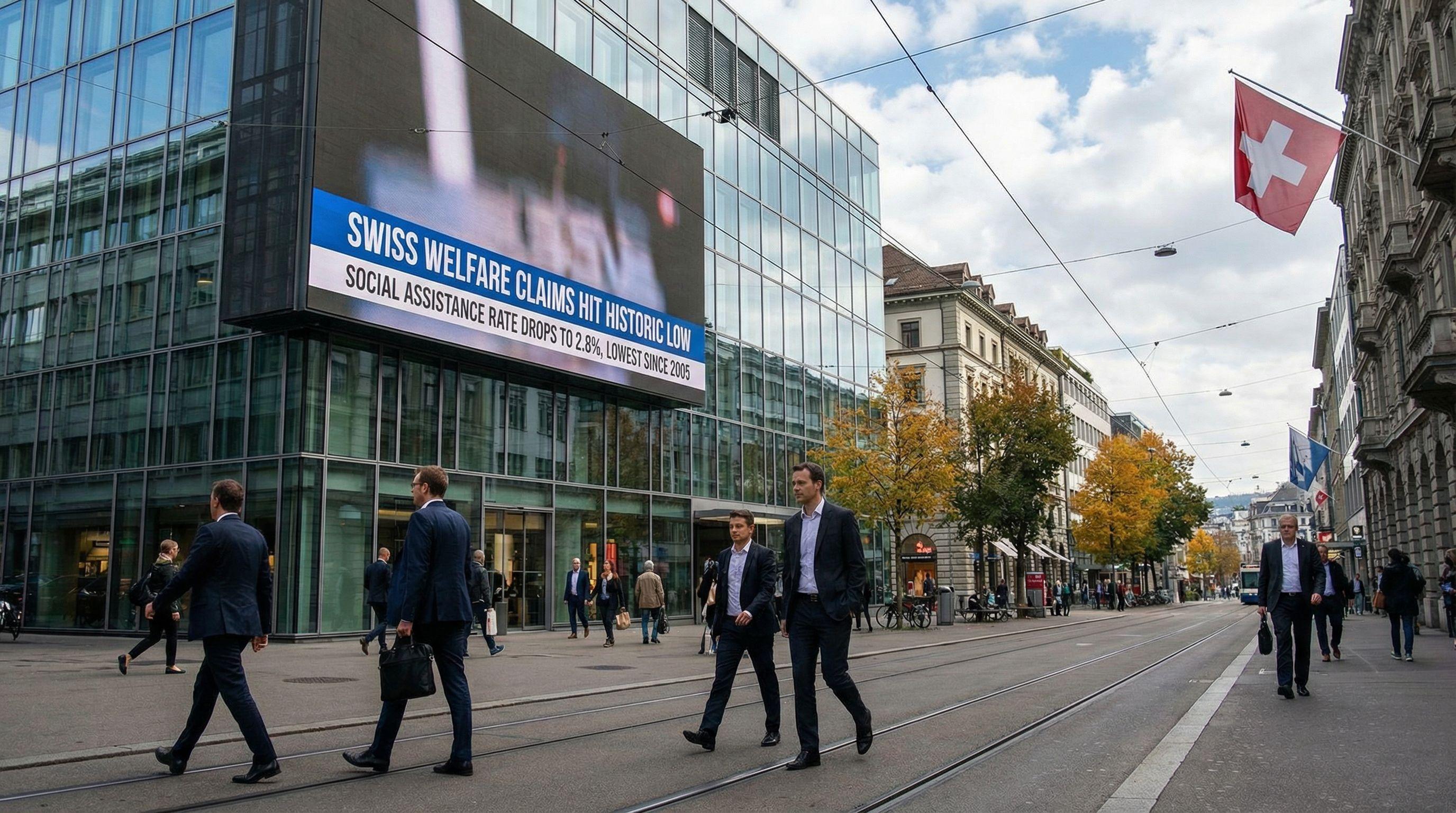 Swiss welfare claims hit historic low amid strong job market