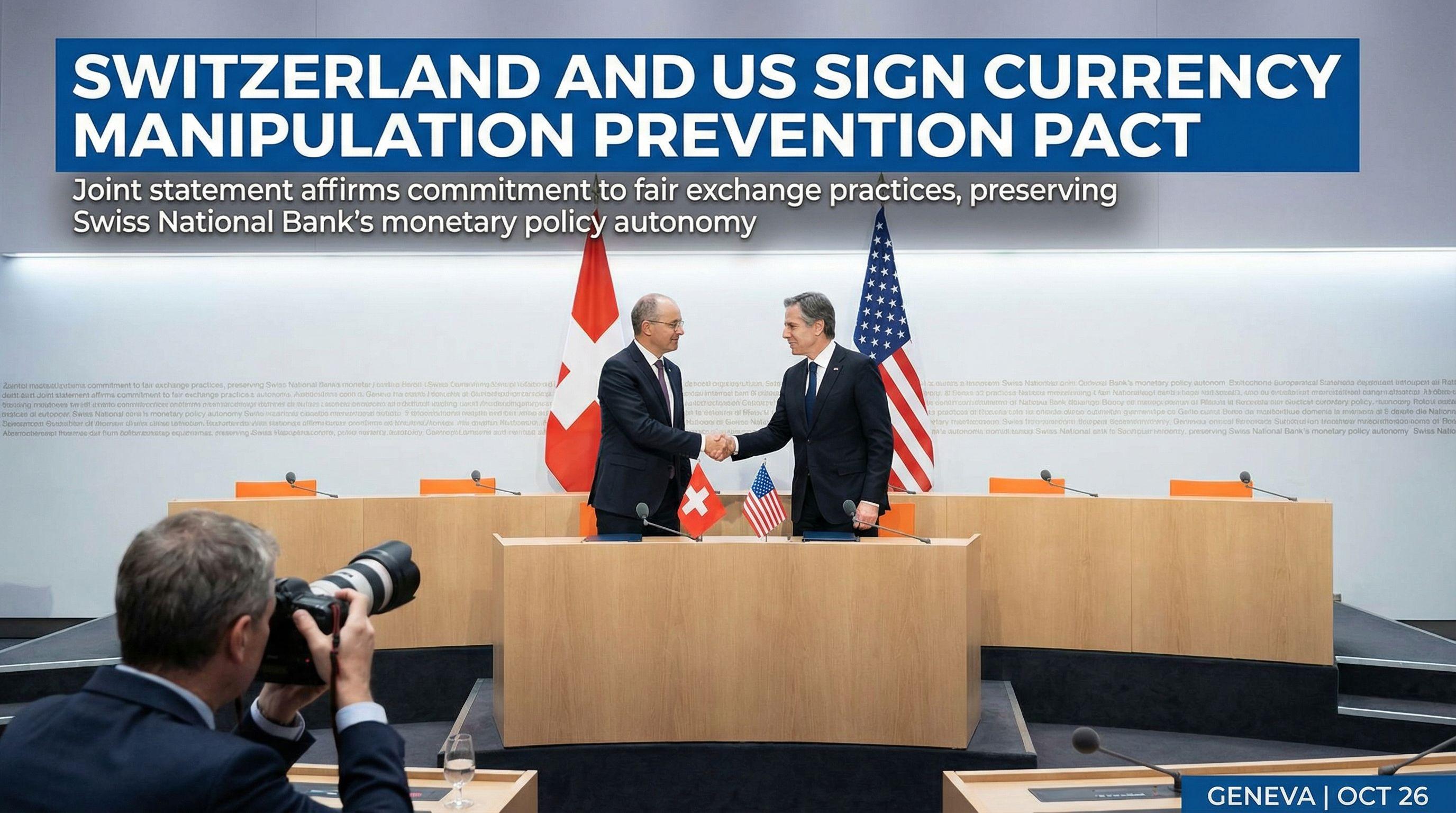 Switzerland and US sign currency manipulation prevention pact