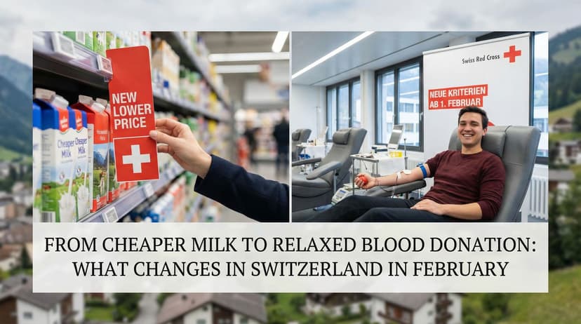 From Cheaper Milk to Relaxed Blood Donation: What Changes in Switzerland in February